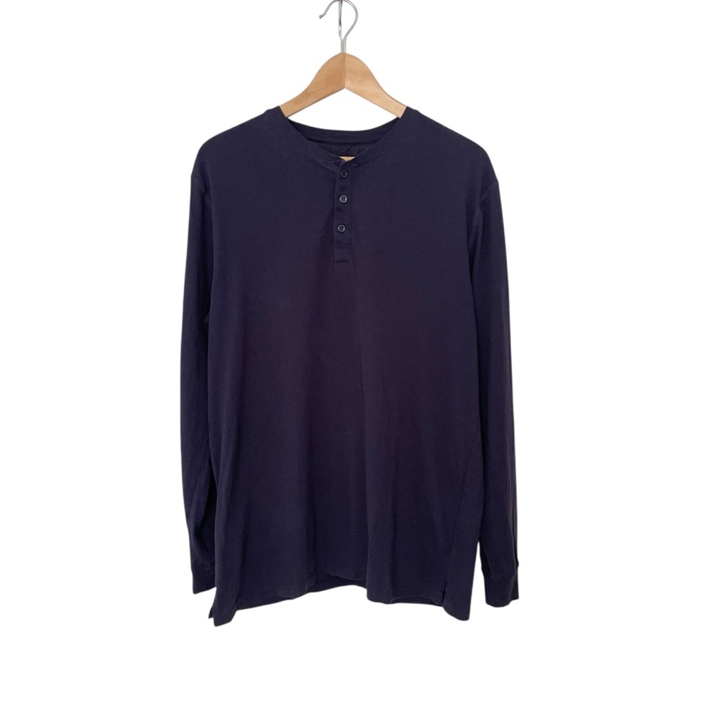 SLATE AND STONE Navy Blue Supima Cotton Long Sleeve Henley - EUC, Extra Large